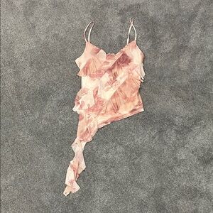 T.J.Maxx Pink Asymmetrical Ruffle Camisole